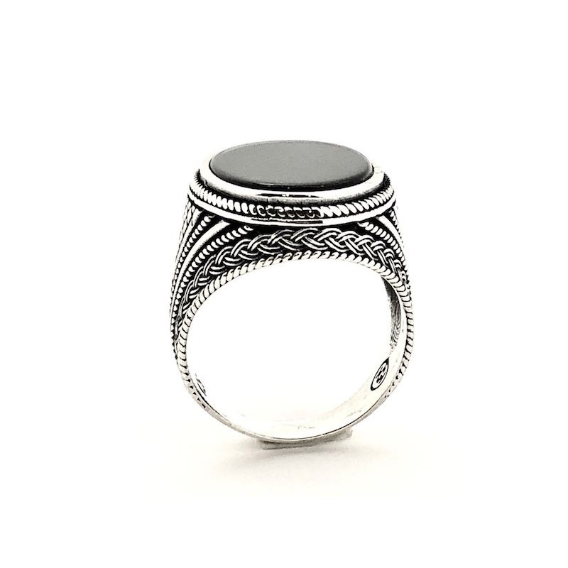 Image 3 of Silver bohemian signet ring with onyx