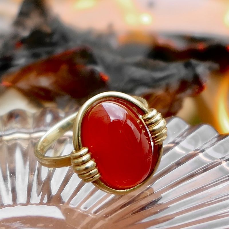 Image 7 of Gold ring with fire opal