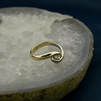 Image 2 of Two-tone gold solitaire ring with diamond; 0.09 ct.