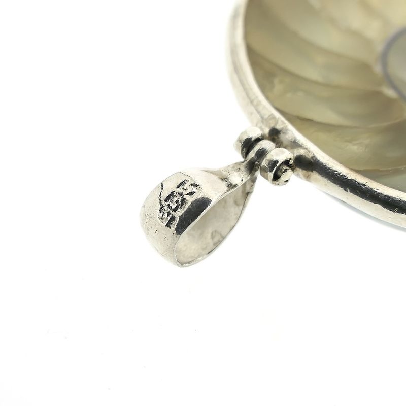 Image 7 of Silver shell pendant; Nautilus
