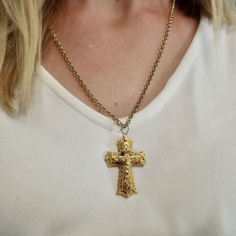 Image 6 of Antique gold pendant of a cross