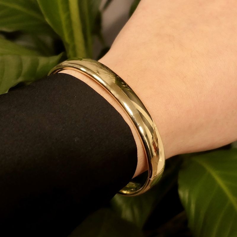 Image 10 of Gold wide slave bracelet; Size M