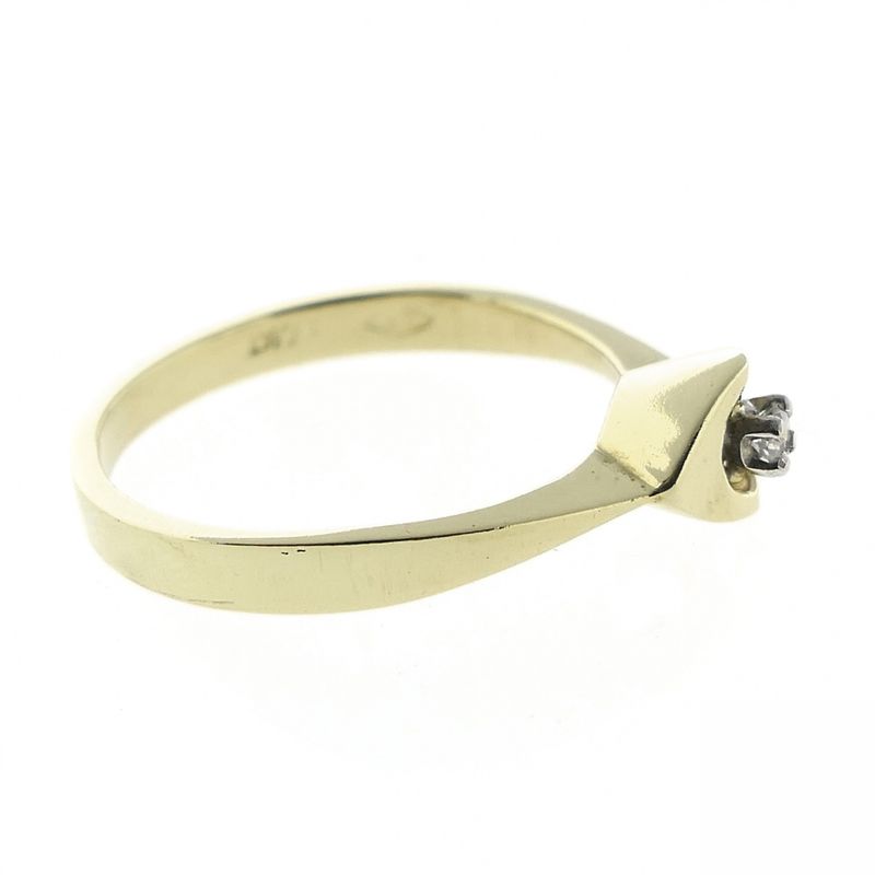 Image 6 of Gold solitaire ring; diamond 0.03 ct.