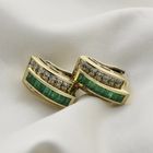 Image 8 of Gold stud earrings with emerald and diamonds; 1.92 ct.