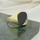 Image 2 of Gold men's signet ring with onyx and diamond | 0.01 ct.