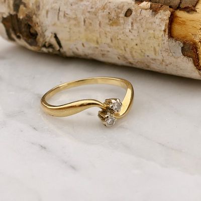 Image 2 of Gold toi et moi ring with diamonds; 0.03 ct.