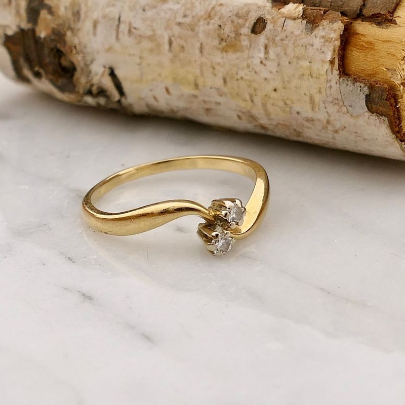 Image 2 of Gold toi et moi ring with diamonds; 0.03 ct.
