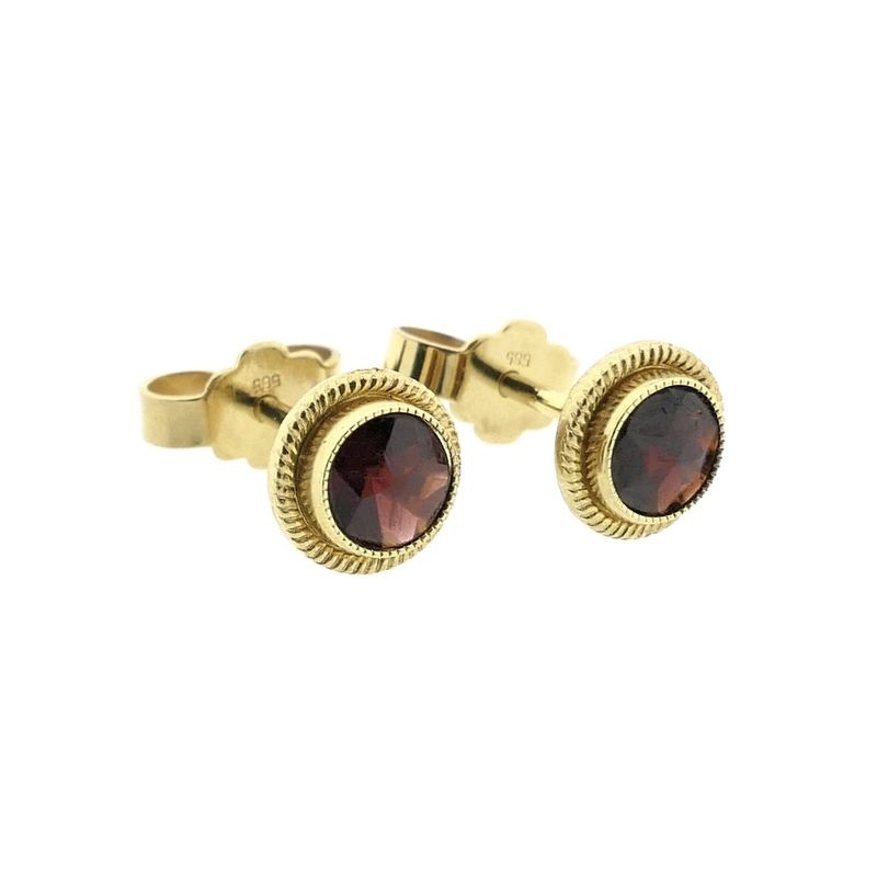 Image 6 of Gold stud earrings with garnet