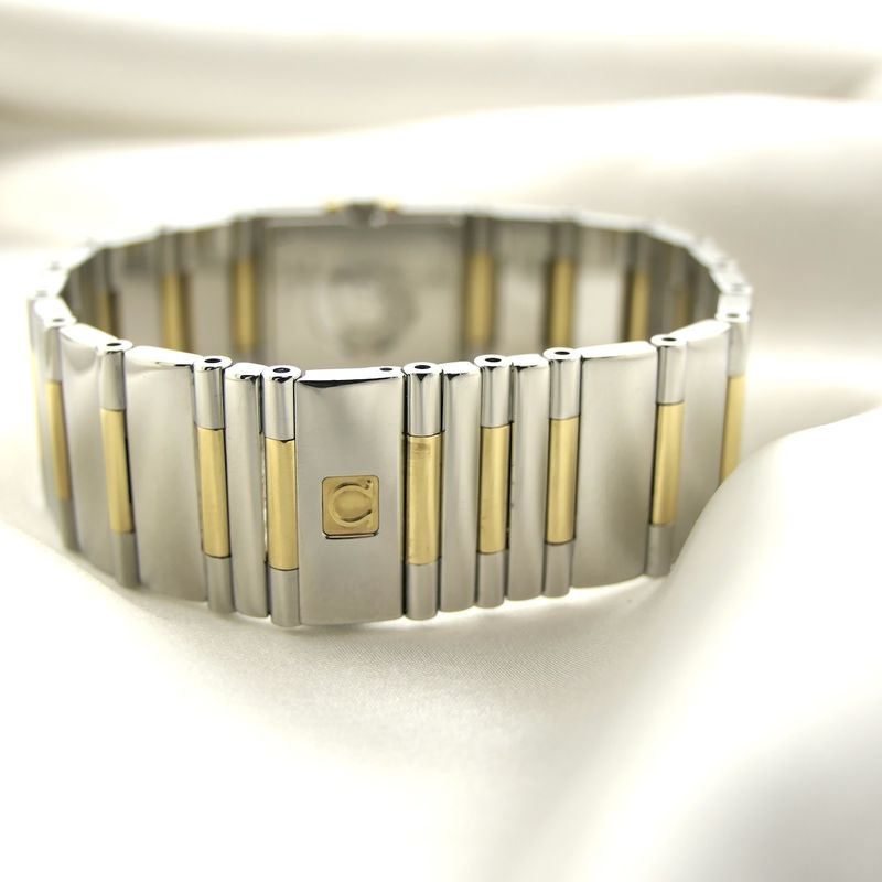 Image 11 of Omega Constellation Quadra 'Full Bar'; 18k. Goud/stalen dames horloge met diamanten
