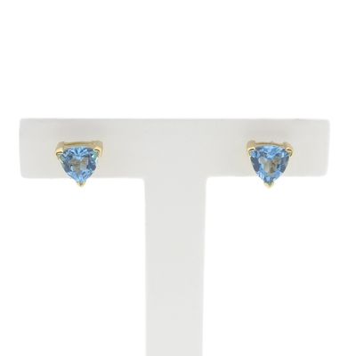 Gold stud earrings with blue topaz Image 1 of Gold stud earrings with blue topaz