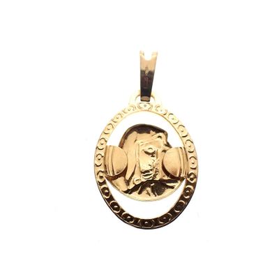 18 carat gold oval pendant of Mary Image 2 of 18 carat gold oval pendant of Mary