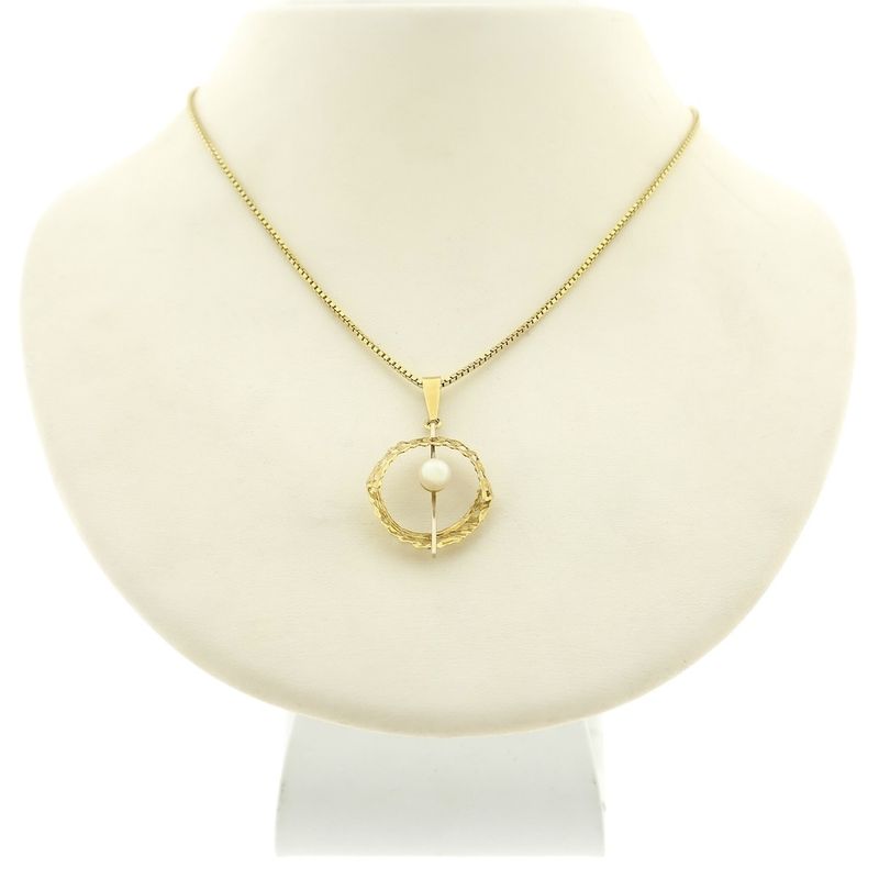 Image 8 of Two-tone gold pendant with pearl