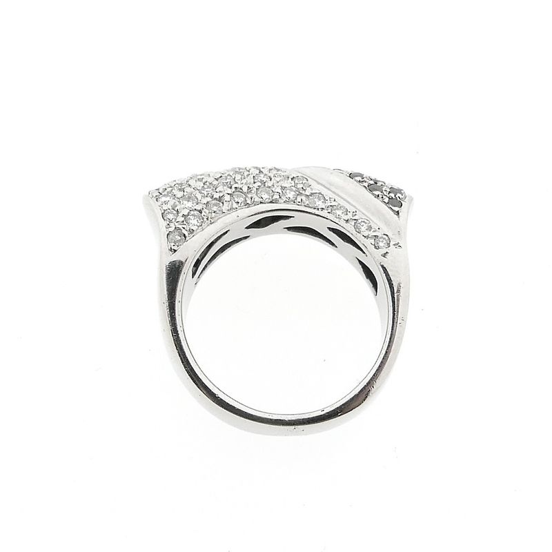 Image 4 of White gold pavé ring with black moissanite and diamonds; Approx. 1.08 ct.