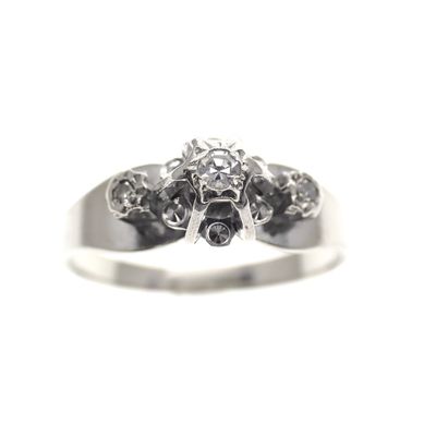 Vintage white gold ring with diamond | 0.06 ct. Image 2 of Vintage white gold ring with diamond | 0.06 ct.