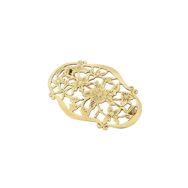 Image 7 of Vintage gold brooch with a floral design