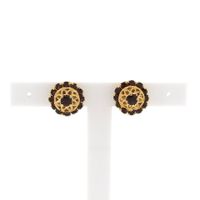 Gold stud earrings with garnet