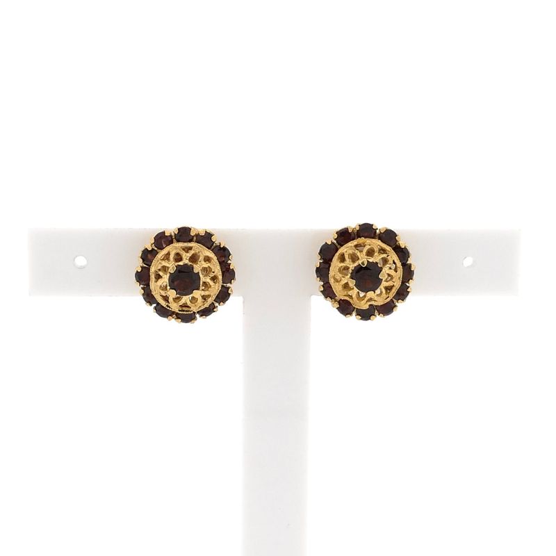 Image 1 of Gold stud earrings with garnet