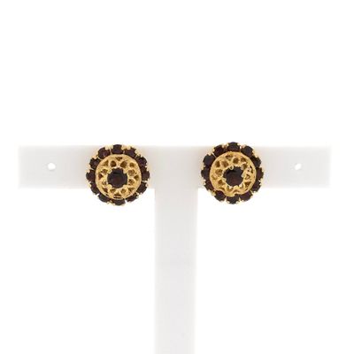 Gold stud earrings with garnet Image 1 of Gold stud earrings with garnet