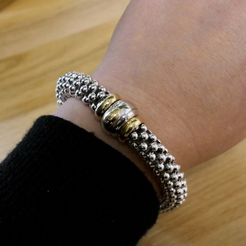 Image 10 of Fope bicolor gold mesh link bracelet