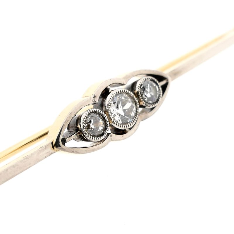 Image 5 of Bicolor Art Deco Brooch with Diamond; 0.26 ct.