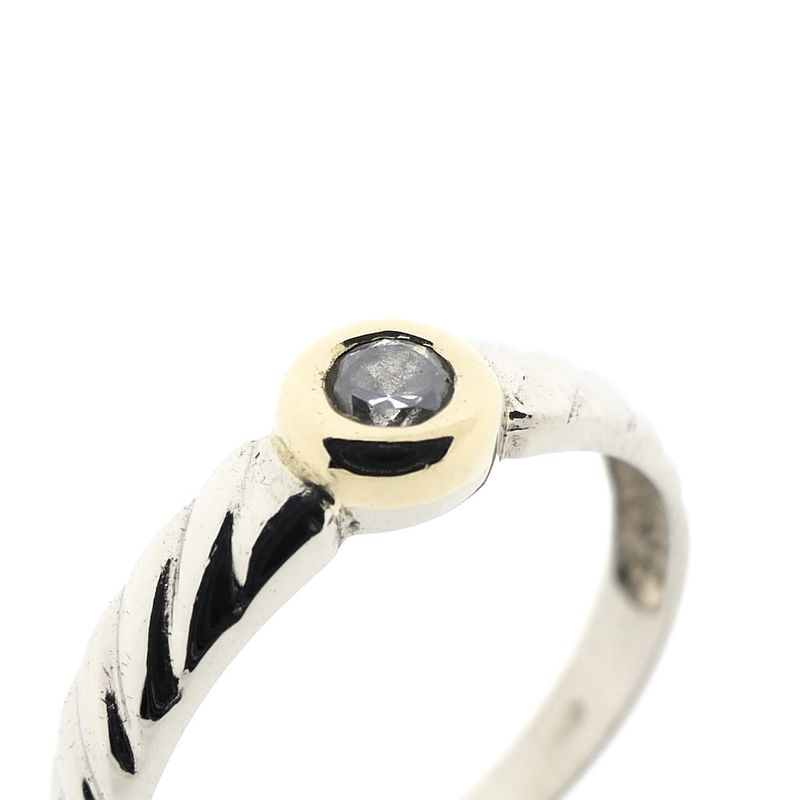 Image 3 of Two-tone gold solitaire ring with zirconia.