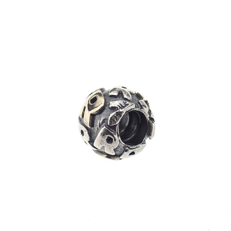 Image 4 of Pandora charm; Silver with gold; Letter R