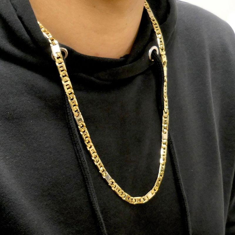 Image 10 of Two-tone gold navy link necklace