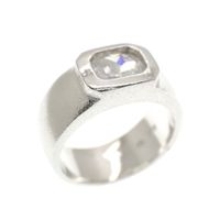 Silver matte ring with zirconia