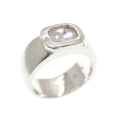 Image 1 of Silver matte ring with zirconia