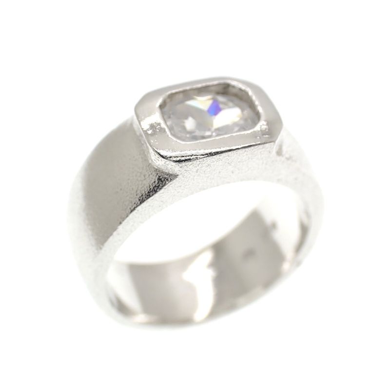 Image 1 of Silver matte ring with zirconia