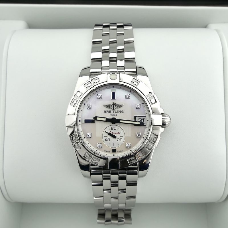 Image 16 of Breitling Galactic 36 A37330; Automatic watch with diamonds and mother-of-pearl dial
