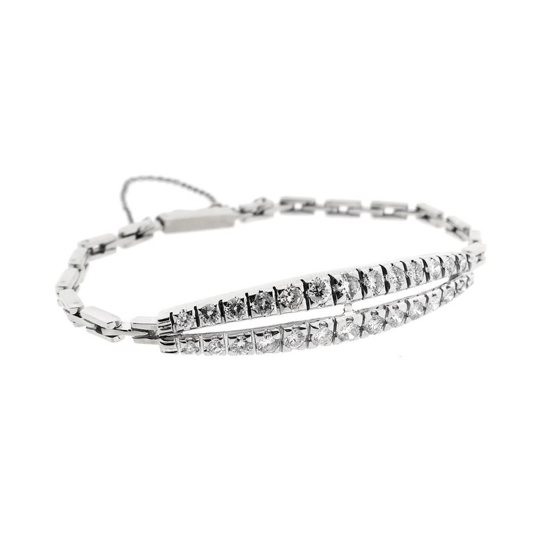 Image 4 of White gold link bracelet with diamond; approx. 1.75 ct.