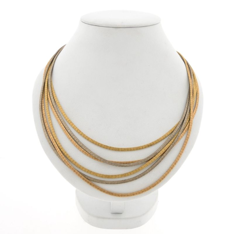 Image 1 of Tricolor Gold Omega Link Necklace
