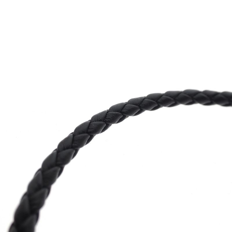 Image 5 of Pandora black leather bracelet; Panther; Rose gold plated; | 20 cm