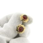 Image 7 of Gold stud earrings with carnelian | Vintage/antique