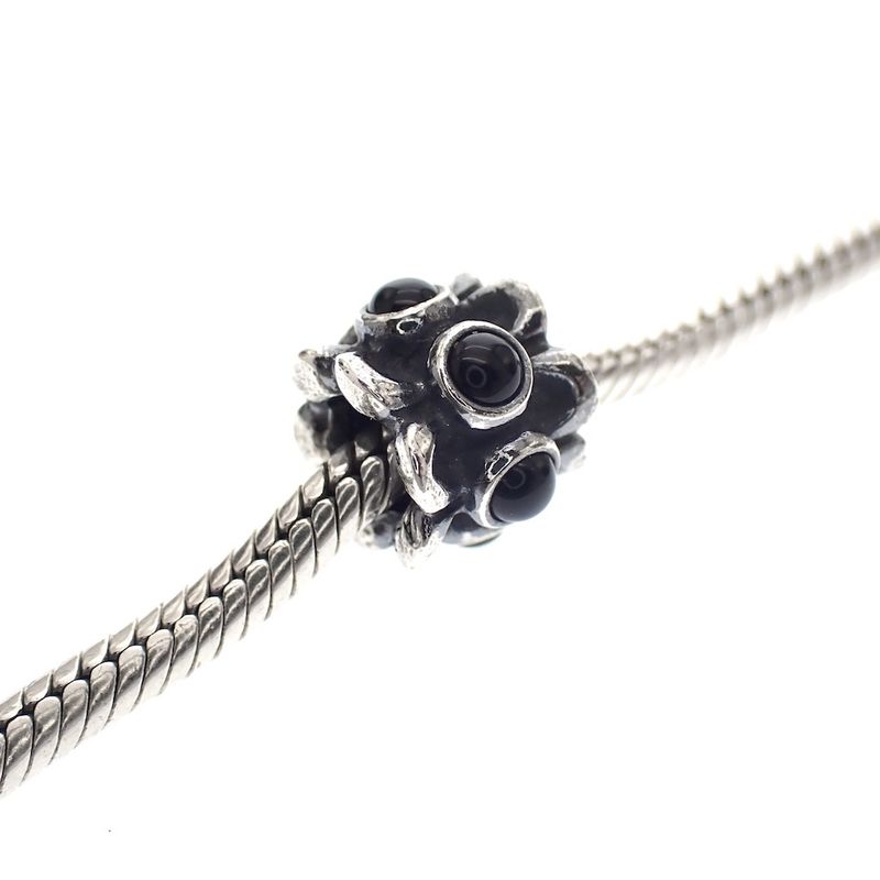 Image 2 of Pandora charm; Silver; Dark Flower