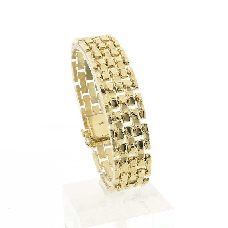 Image 1 of Gold wide tank link bracelet
