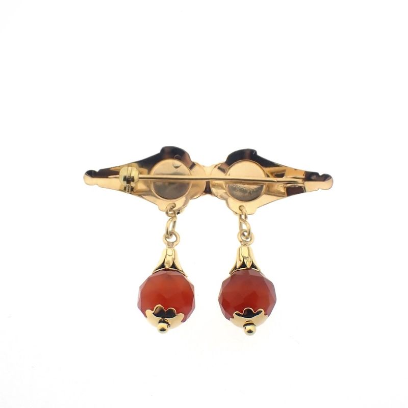 Image 5 of Vintage gold brooch with carnelian