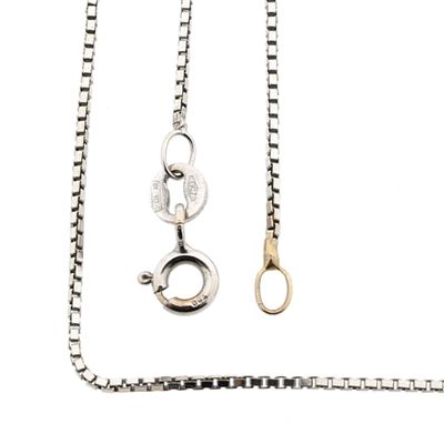 Image 1 of White Gold Venetian Box Chain Necklace