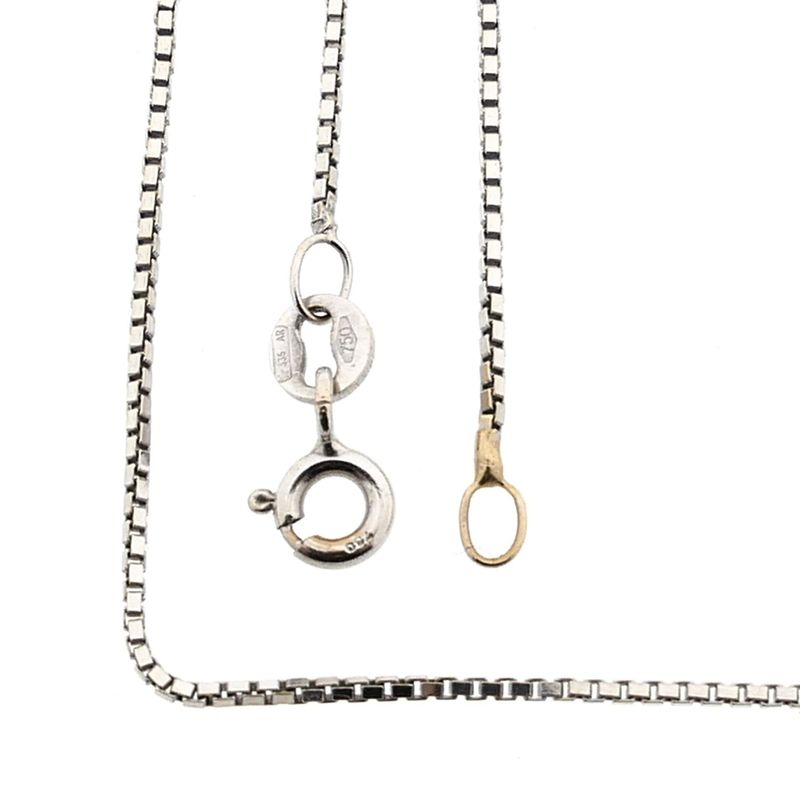 Image 1 of White Gold Venetian Box Chain Necklace