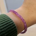 Image 7 of Gold beaded bracelet with pink sapphire | 19 cm