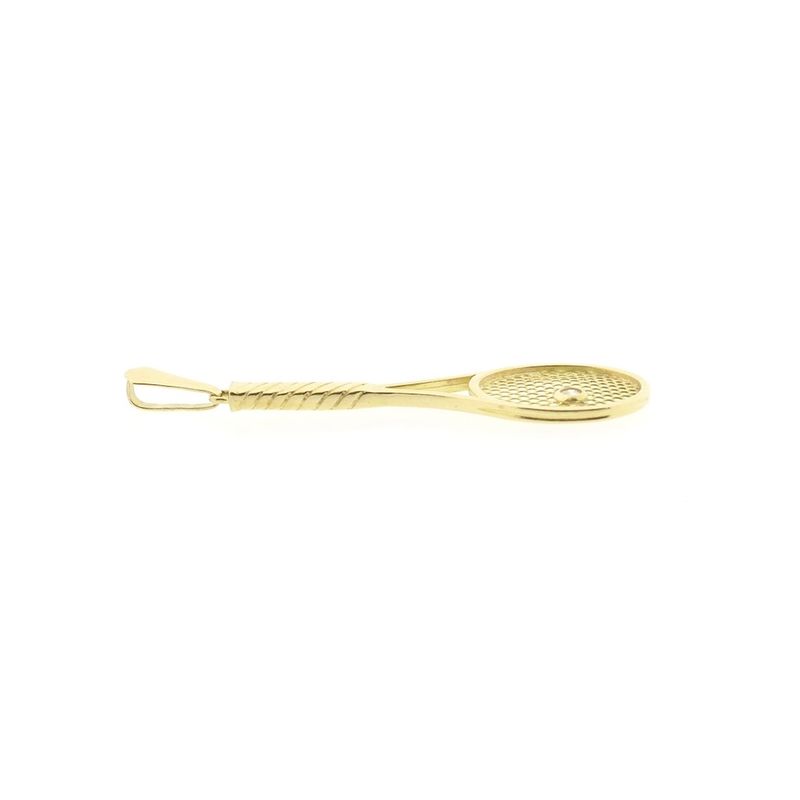 Image 3 of Gold pendant of a tennis racket with diamond; 0.04 ct.