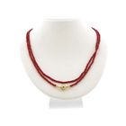 Image 1 of Vintage red coral beaded necklace with gold clasp | 93 cm