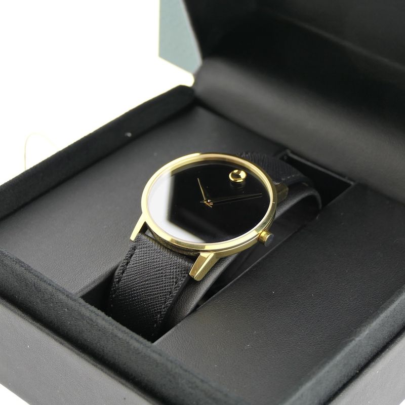 Image 13 of Movado Museum Classic; Gold-plated men's watch with black dial; 0607195