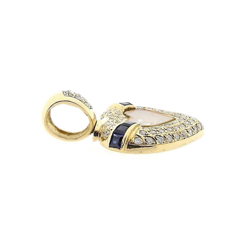 Afbeelding 4 van Gouden hart hanger met saffier en diamanten; 1,50 ct.