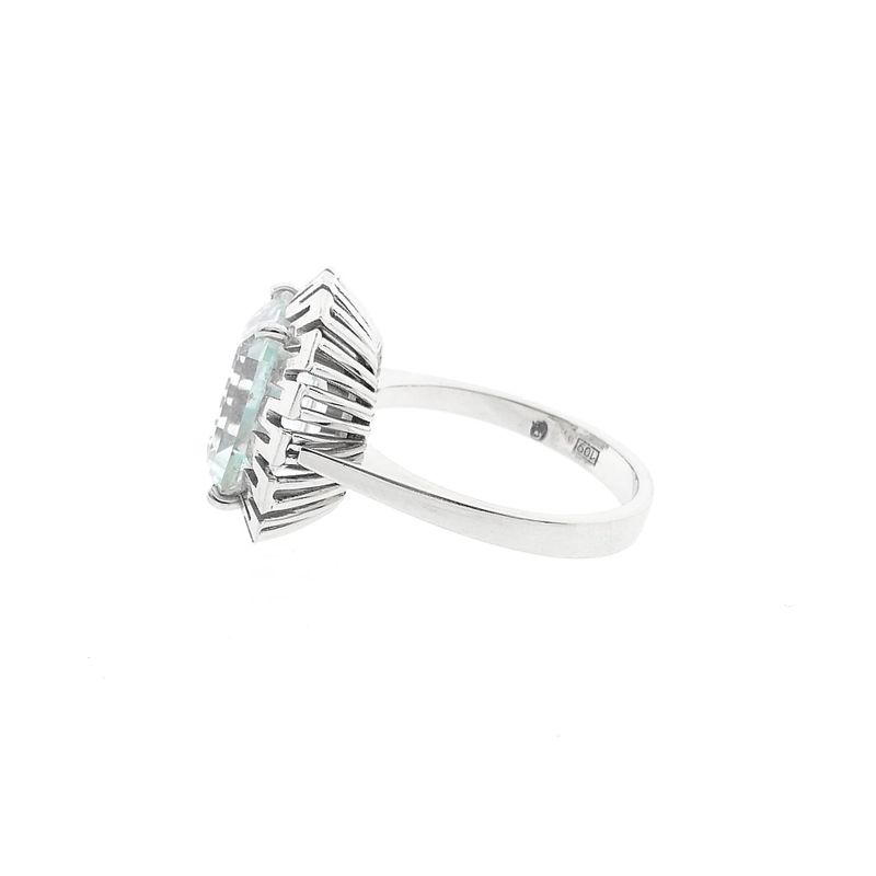 Image 7 of 14K White Gold Ring with Light Blue Zirconia; Size 17.5