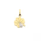 Image 1 of Gold pendant of a four-leaf clover with diamond | 0.005 ct.