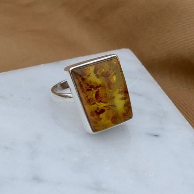 Image 2 of Silver ring with amber
