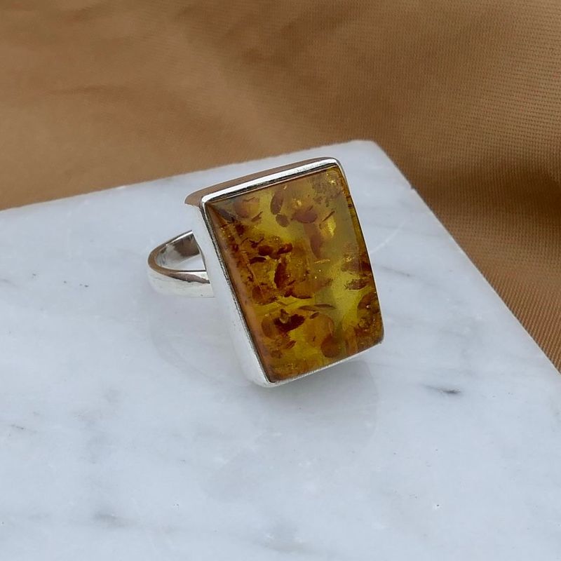 Image 2 of Silver ring with amber