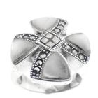 Image 3 of Silver ring with mother of pearl and marcasite